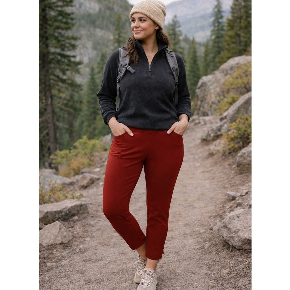 Lands' End Athletic Ponte Knit Pull On Leggings Small Side/Hidden Back Pockets